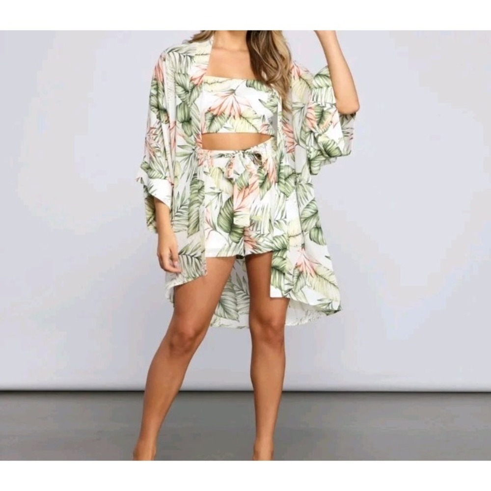 Vacay On My Mind Tropical Kimono Duster Cover Up Beachy Summer Cruise Resort